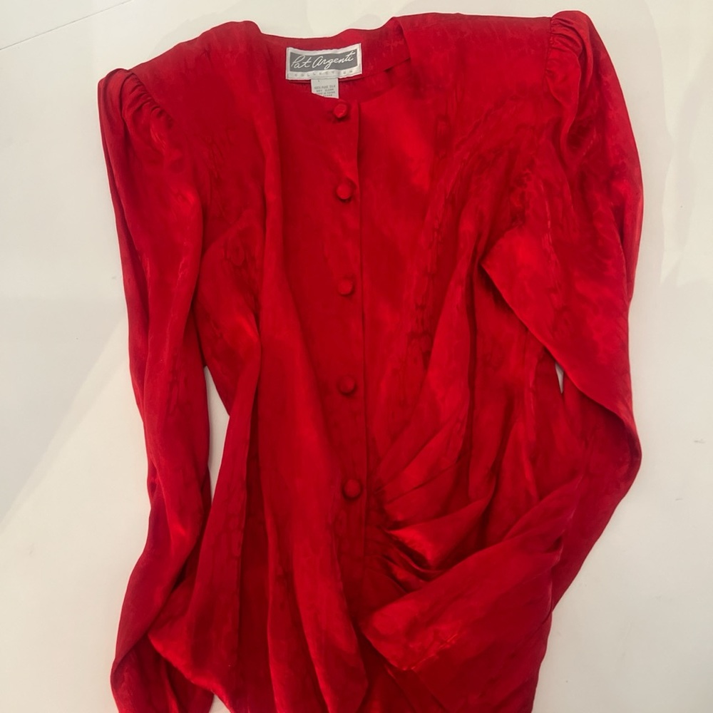 Gorgeous vintage pure silk ruby red blouse by Pat Argenti
